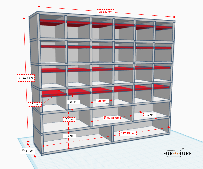 CUSTOM MAIN SHELF 外寸 幅181 高さ144 奥37